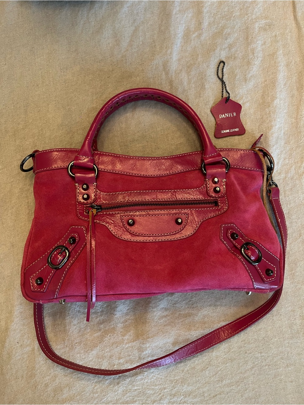 Danier Genuine Leather Suede Satchel Bag